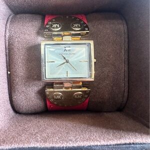 Michael Kors Red Band gold plated watch